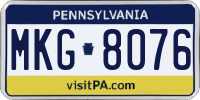 PA license plate MKG8076