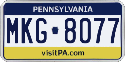 PA license plate MKG8077