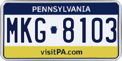 PA license plate MKG8103