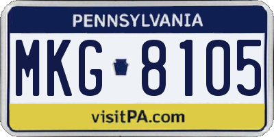 PA license plate MKG8105