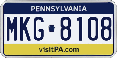 PA license plate MKG8108