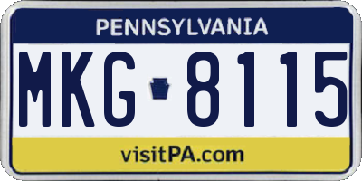 PA license plate MKG8115