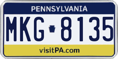 PA license plate MKG8135