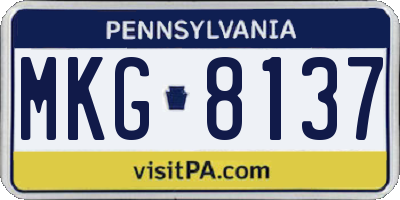 PA license plate MKG8137
