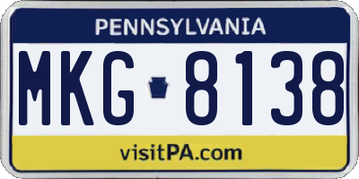 PA license plate MKG8138