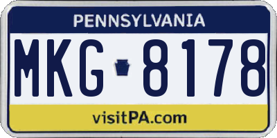 PA license plate MKG8178