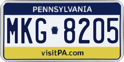 PA license plate MKG8205
