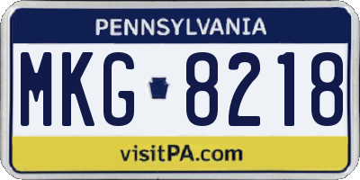 PA license plate MKG8218