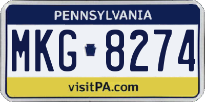 PA license plate MKG8274