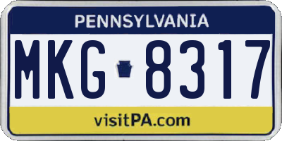 PA license plate MKG8317