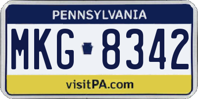 PA license plate MKG8342