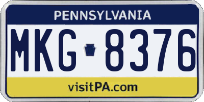 PA license plate MKG8376