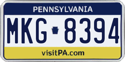 PA license plate MKG8394