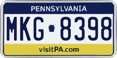 PA license plate MKG8398