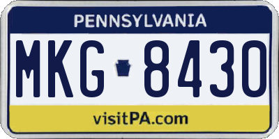 PA license plate MKG8430