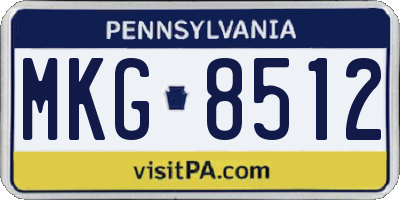 PA license plate MKG8512