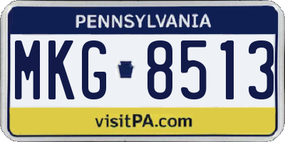 PA license plate MKG8513