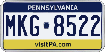 PA license plate MKG8522