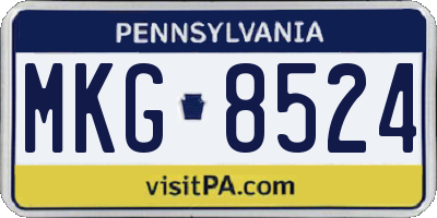PA license plate MKG8524