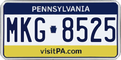 PA license plate MKG8525