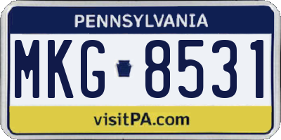 PA license plate MKG8531