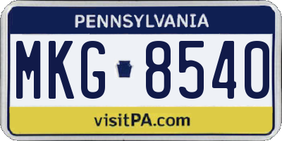 PA license plate MKG8540