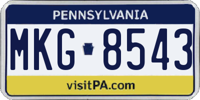 PA license plate MKG8543