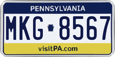 PA license plate MKG8567