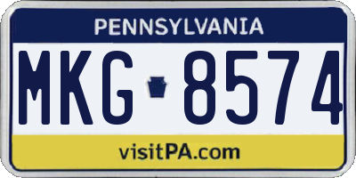 PA license plate MKG8574