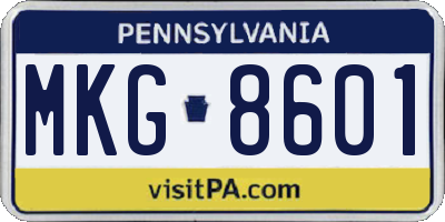 PA license plate MKG8601