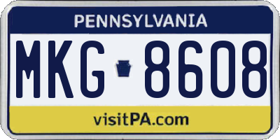 PA license plate MKG8608