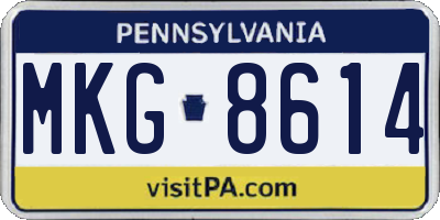 PA license plate MKG8614