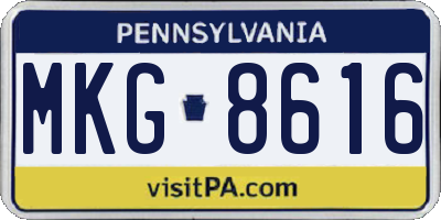 PA license plate MKG8616