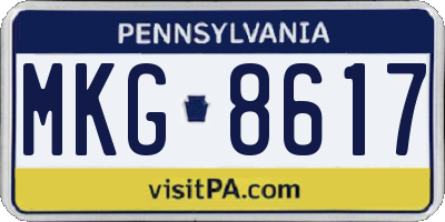 PA license plate MKG8617
