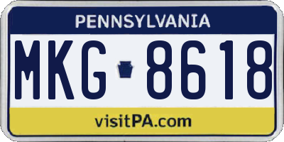 PA license plate MKG8618