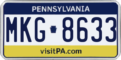 PA license plate MKG8633