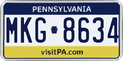 PA license plate MKG8634