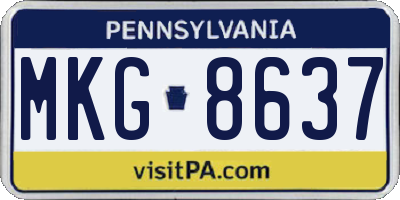 PA license plate MKG8637