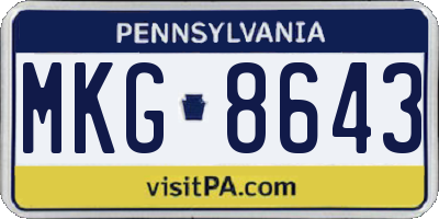 PA license plate MKG8643