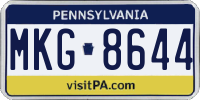 PA license plate MKG8644