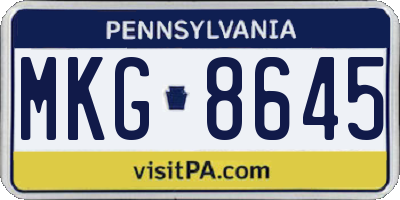 PA license plate MKG8645