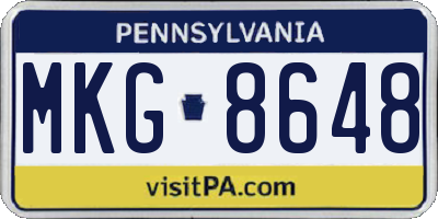 PA license plate MKG8648