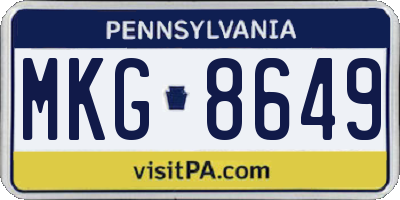 PA license plate MKG8649