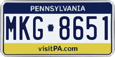 PA license plate MKG8651