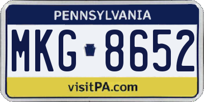 PA license plate MKG8652