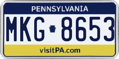 PA license plate MKG8653