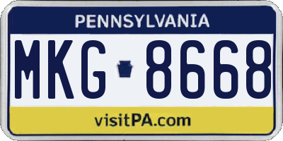 PA license plate MKG8668