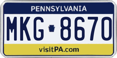 PA license plate MKG8670