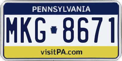 PA license plate MKG8671