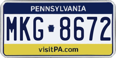 PA license plate MKG8672